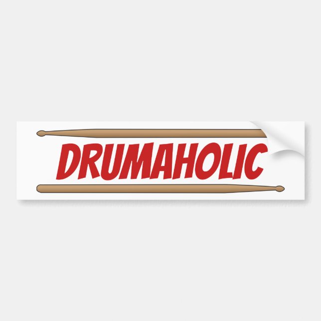 Adesivo Para Carro Drumaholismo Drummer Diversão Percussionista Músic (Frente)