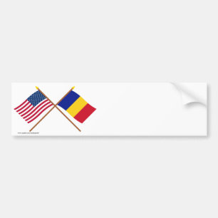Adesivo Para Carro E.U. e bandeiras cruzadas Romania