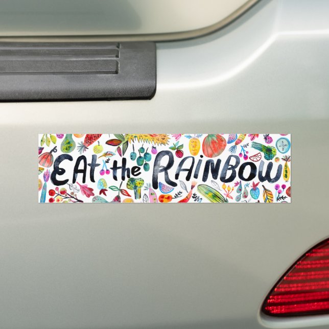 Adesivo Para Carro Eat the Rainbow Colorful Watercolor Fruit Veggies (No carro)