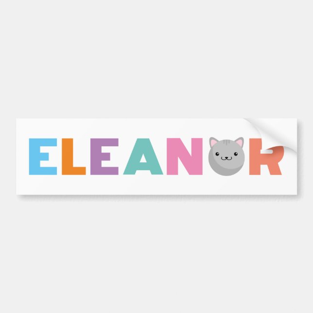Adesivo Para Carro Eleanor Cinza ou Ginger Cat Bumper Sticker (Frente)
