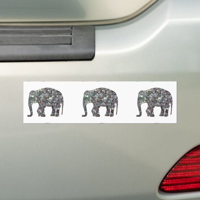 Adesivo Para Carro Elefante de mosaico prateado cintilante (No carro)