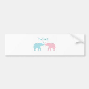 Adesivo Para Carro Elefante Gêmeo Rosa E Azul