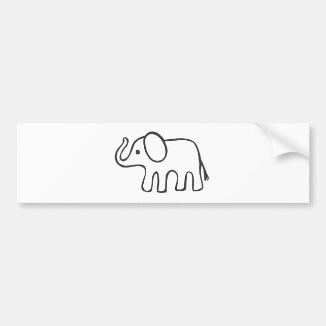 Adesivo Para Carro Elefante no esboço preto e branco (Frente)