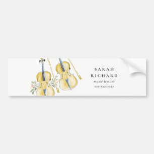 Adesivo Para Carro Elegante Músico de Violino com Aquarela Professor