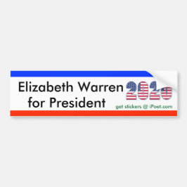 ADESIVO PARA CARRO ELIZABETH WARREN PARA O PRESIDENTE 2020