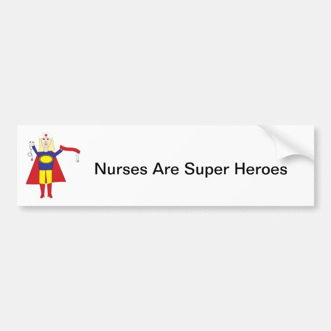 Adesivo Para Carro Enfermeira Super Hero Bumper Sticker (Frente)