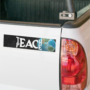 Adesivo Para Carro "Ensinar Paz" Texto Planeta Terra