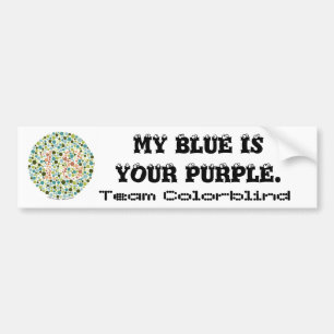 Adesivo Para Carro Equipe Colorblind: Meu azul é seu roxo