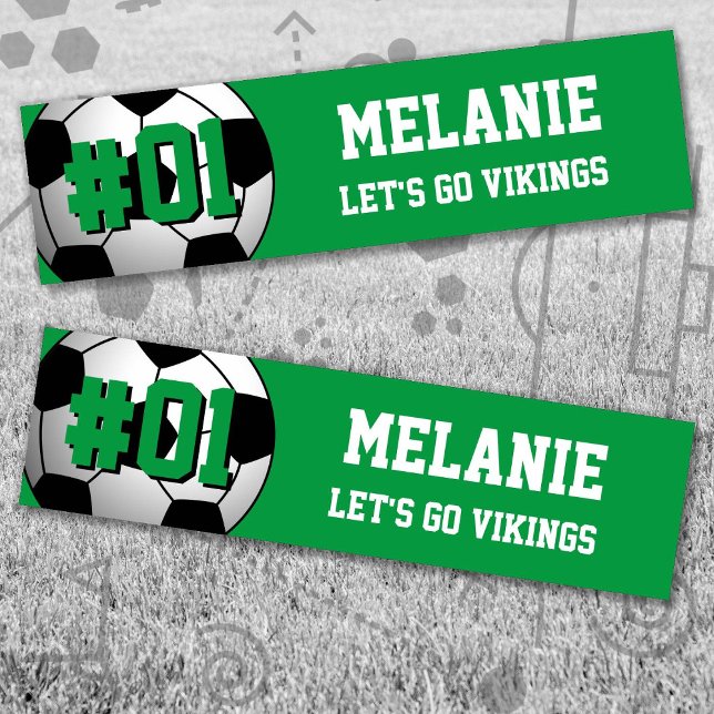 Adesivo Para Carro Equipe de futebol branco verde (Green and White Soccer Let's Go Team Bumper Sticker. Celebrate your high school or college athlete.)