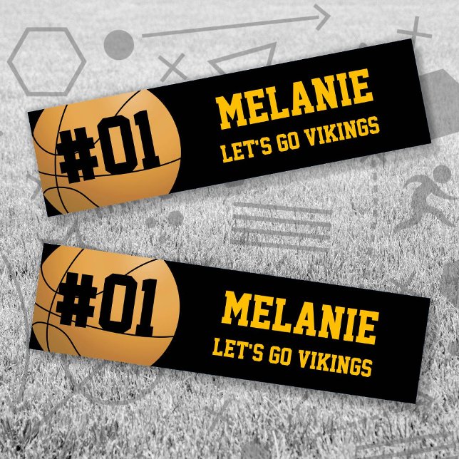 Adesivo Para Carro Equipe Dourada de basquetebol (Black and Gold Baseball Let's Go Team Bumper Sticker. Celebrate your high school or college athlete.)