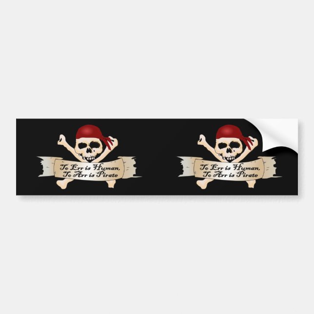 Adesivo Para Carro Errar é humano, a Arr é o pirata (Frente)