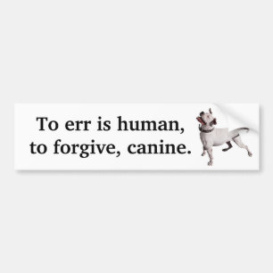 Adesivo Para Carro Errar é humano, para perdoar, canino