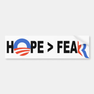 Adesivo Para Carro Esperança de Obama maior do que o medo Romney 201