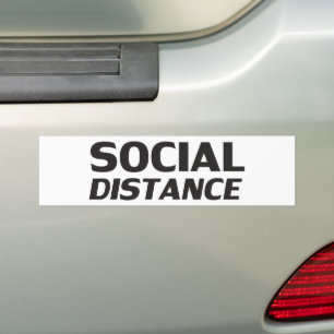 Adesivo Para Carro Estipografia moderna Distância Social Branco engra