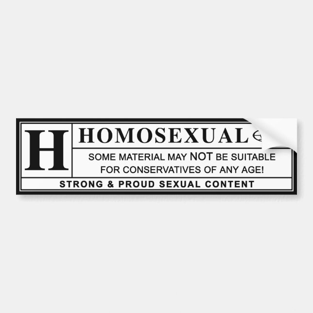 Adesivo Para Carro Etiqueta de advertência homossexual (Frente)