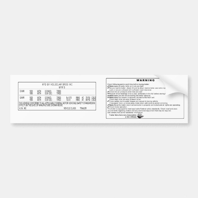 Adesivo Para Carro Etiqueta de Holsclaw (Frente)