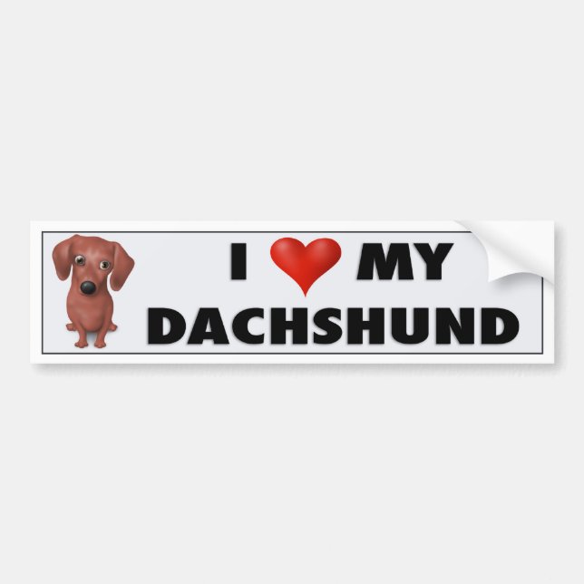 Adesivo Para Carro Etiqueta do amor do Dachshund (Brown) (Frente)