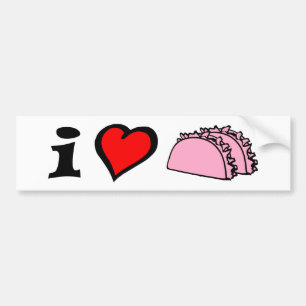 Adesivo Para Carro Eu adoro LUV Heart Pink Tacos Bumper Sticker