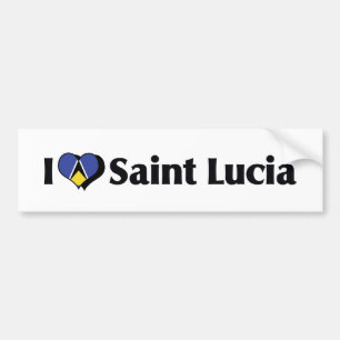 Adesivo Para Carro Eu Amo a Bandeira de Santa Lúcia