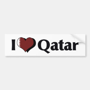 Adesivo Para Carro Eu Amo a Bandeira do Qatar