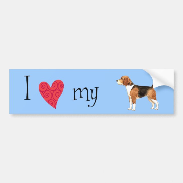 Adesivo Para Carro Eu Amo a minha Beagle (Frente)
