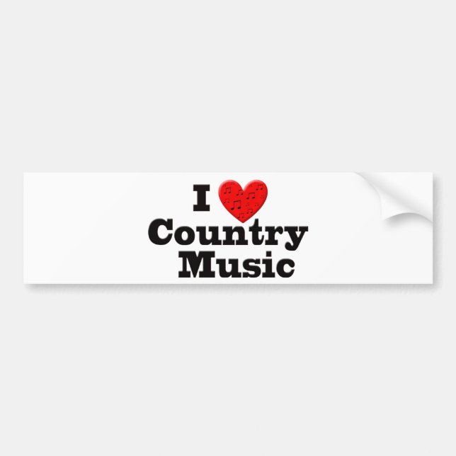 Adesivo Para Carro Eu amo a música country (Frente)