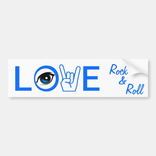 Adesivo Para Carro Eu amo a rocha & rolo (Frente)