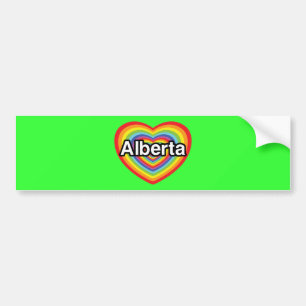 Adesivo Para Carro Eu amo Alberta, coração arco-íris