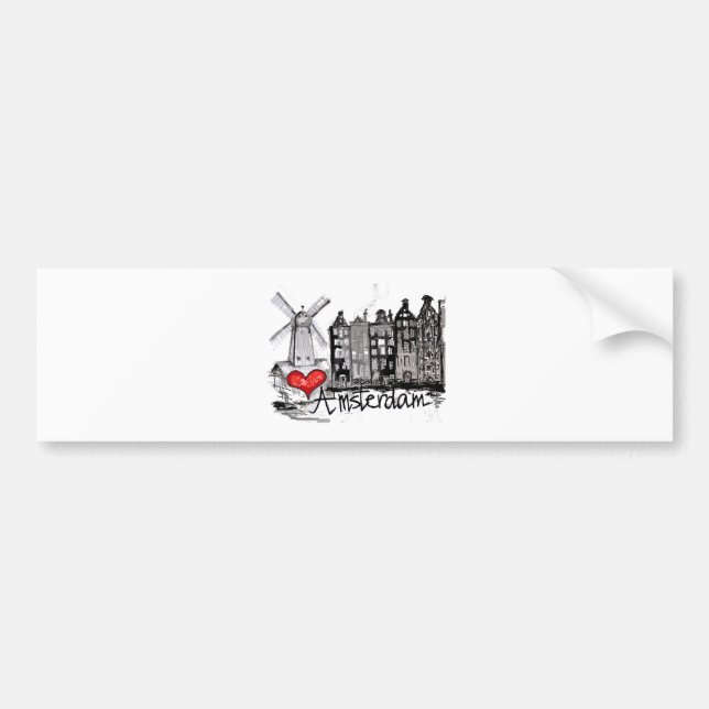 Adesivo Para Carro Eu amo Amsterdão (Frente)