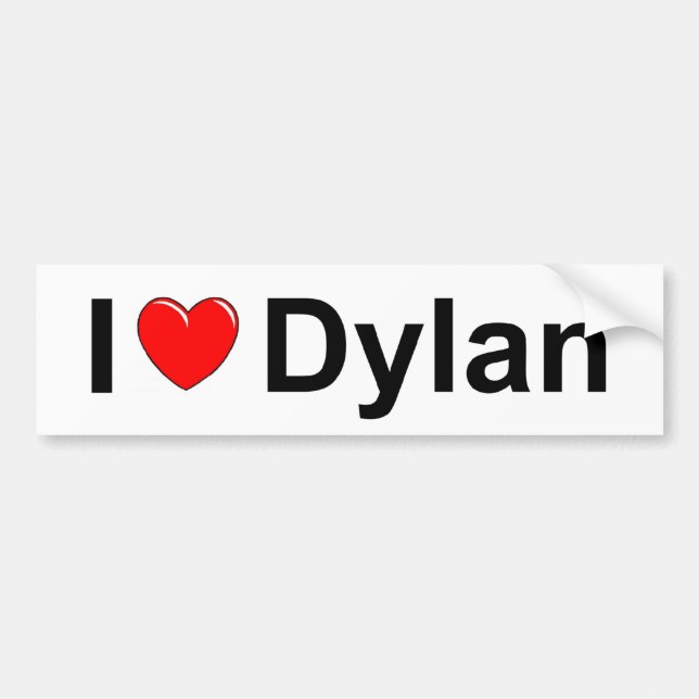 Adesivo Para Carro Eu amo (coração) Dylan (Frente)