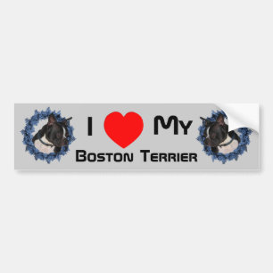 Adesivo Para Carro Eu Amo Coração Meu Boston Terrier