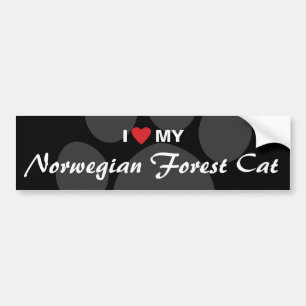 Adesivo Para Carro Eu amo (coração) meu gato norueguês da floresta