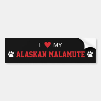 Adesivo Para Carro Eu amo (coração) minha raça do cão do Malamute do