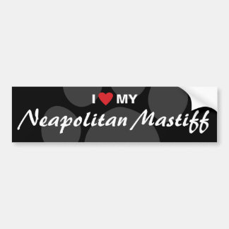 Adesivo Para Carro Eu amo (coração) minha raça napolitana do Mastiff