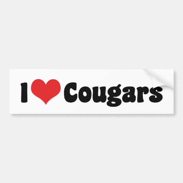 Adesivo Para Carro Eu Amo Corações Cougars (Frente)