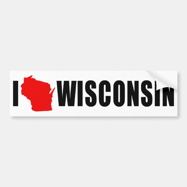 Adesivo Para Carro Eu Amo Forma De Wisconsin (Frente)