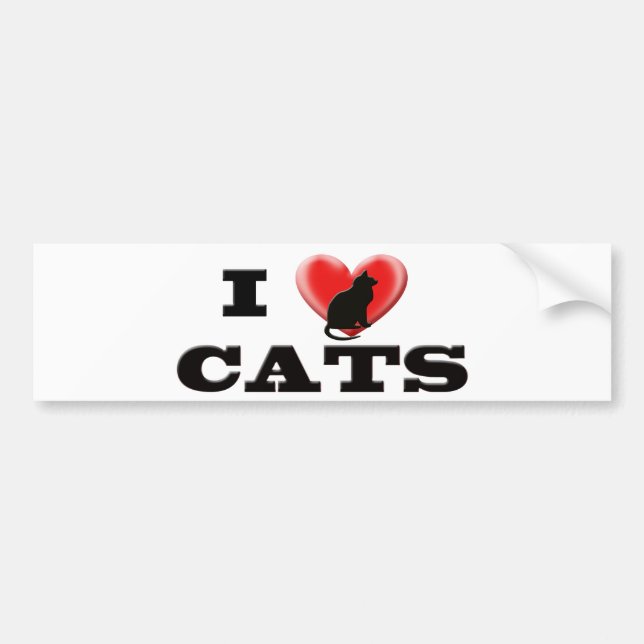 Adesivo Para Carro Eu amo gatos (Frente)