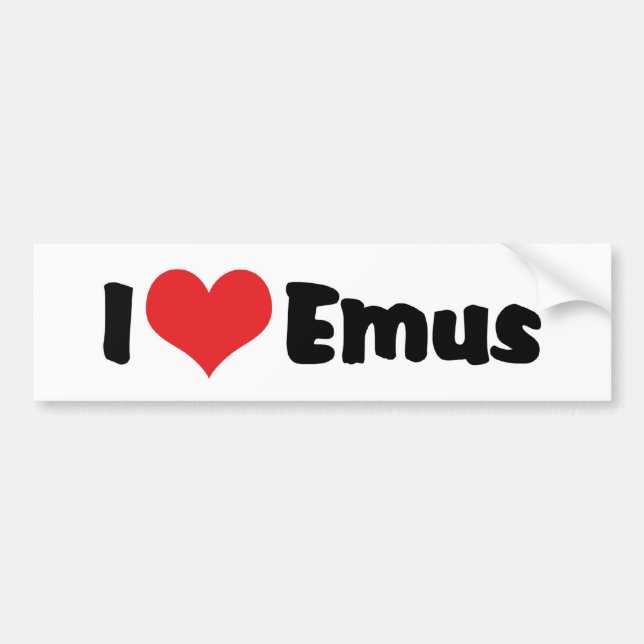Adesivo Para Carro Eu Amo Heart Emus - Emu & Ostrich Lover (Frente)
