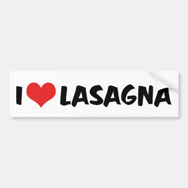 Adesivo Para Carro Eu Amo Heart Lasagna - Comida italiana Pasta Lover (Frente)