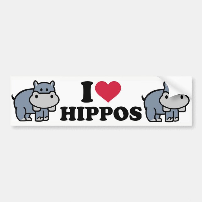Adesivo Para Carro Eu Amo Hippos (Frente)