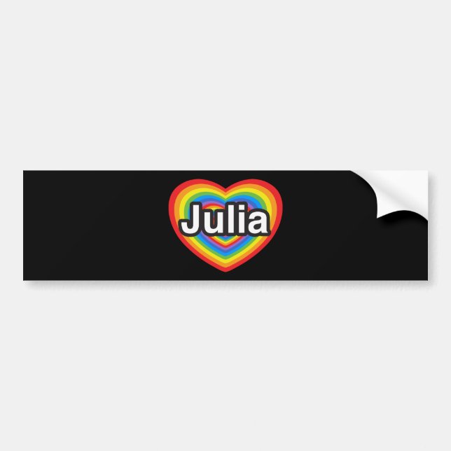 Adesivo Para Carro Eu amo Julia. Eu te amo Julia. Coração (Frente)