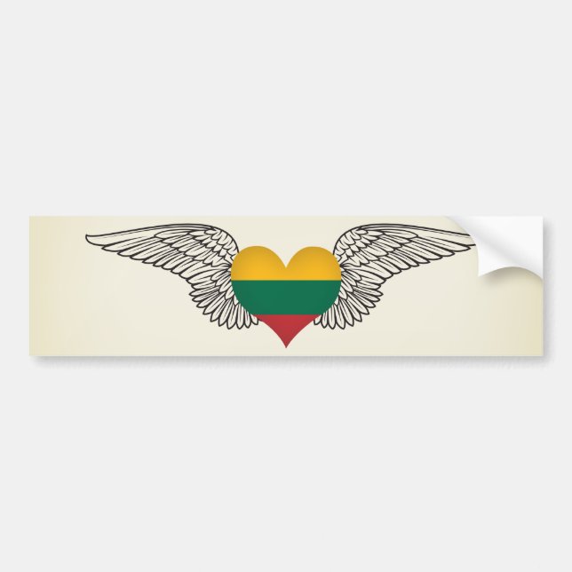 Adesivo Para Carro Eu amo Lithuania - asas (Frente)