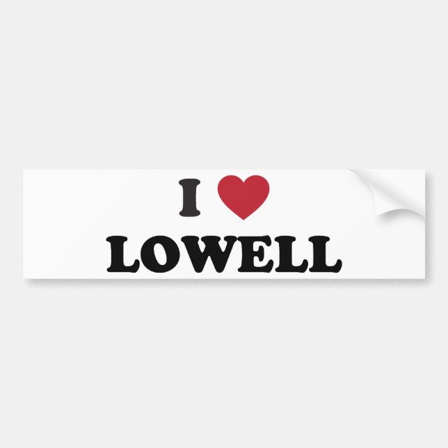 Adesivo Para Carro Eu amo Lowell Massachusetts (Frente)