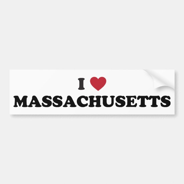 Adesivo Para Carro Eu amo Massachusetts (Frente)