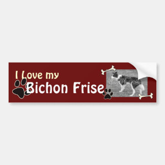 Adesivo Para Carro Eu amo meu bastão de Bichon Frise