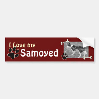 Adesivo Para Carro Eu amo meu bastão Samoyed