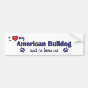 Adesivo Para Carro Eu amo meu buldogue americano (o cão masculino)