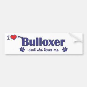 Adesivo Para Carro Eu amo meu Bulloxer (o cão fêmea)