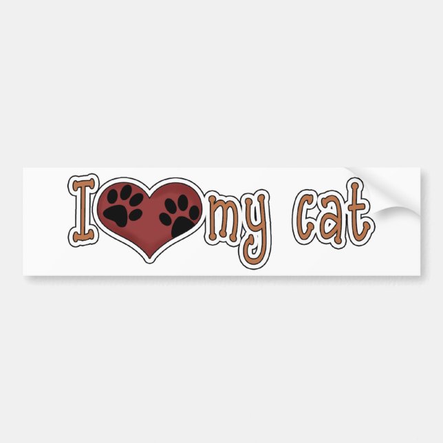 Adesivo Para Carro Eu amo meu *Bumper Sticker* do gato (Frente)