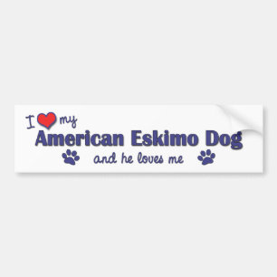 Adesivo Para Carro Eu amo meu cão Eskimo americano (o cão masculino